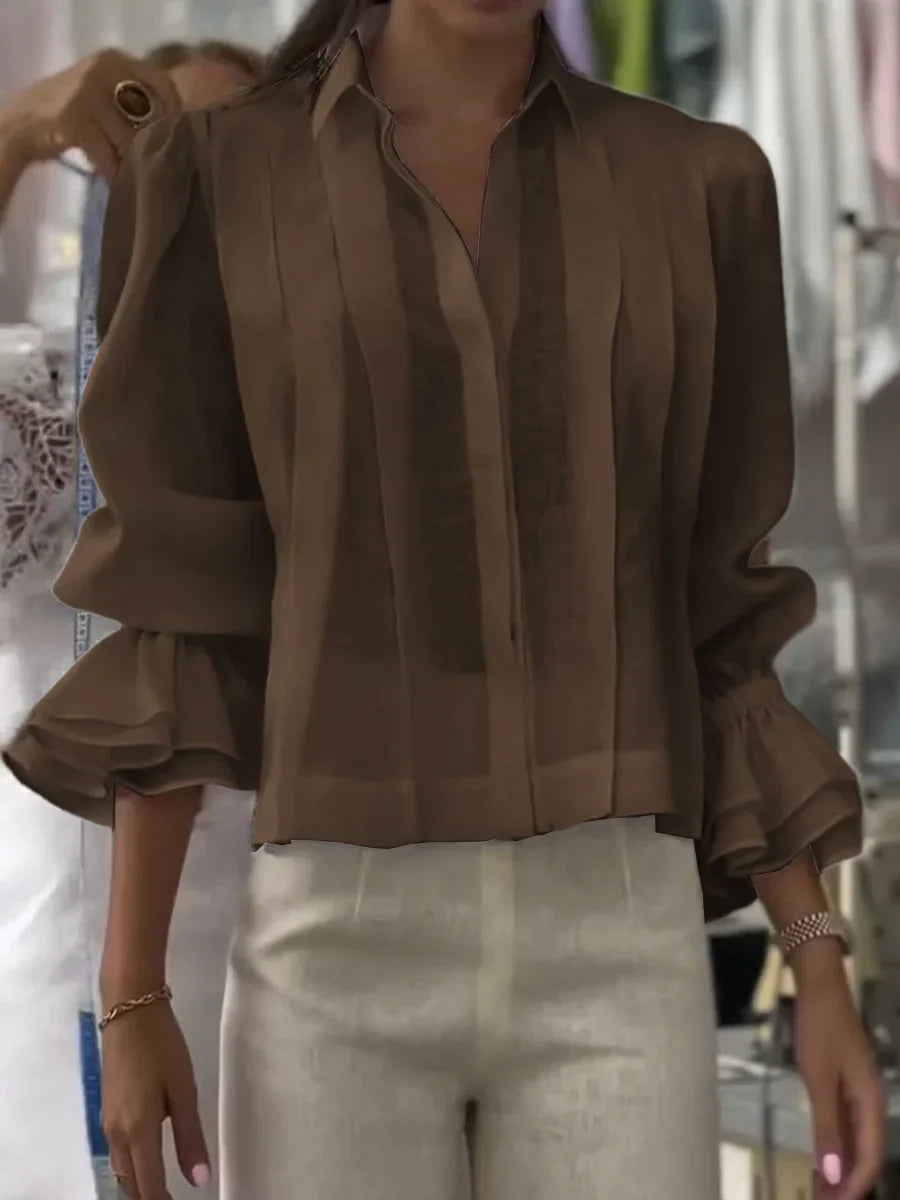 NORA | Bluză din bumbac plisată elegantă