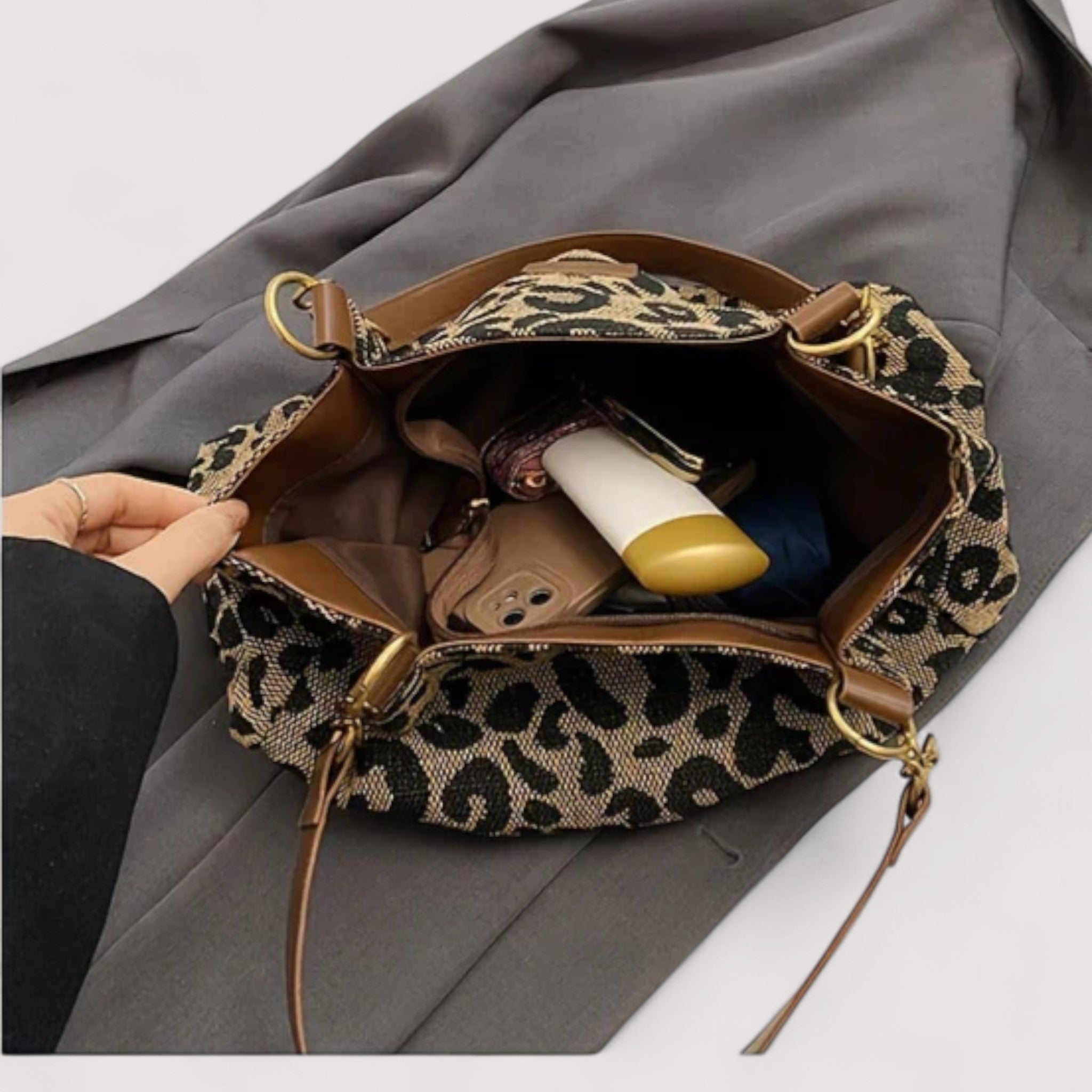 EDISONA | Geantă de cumpărături cu model de leopard