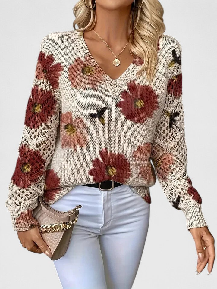 Melania | Pulover elegant cu model floral