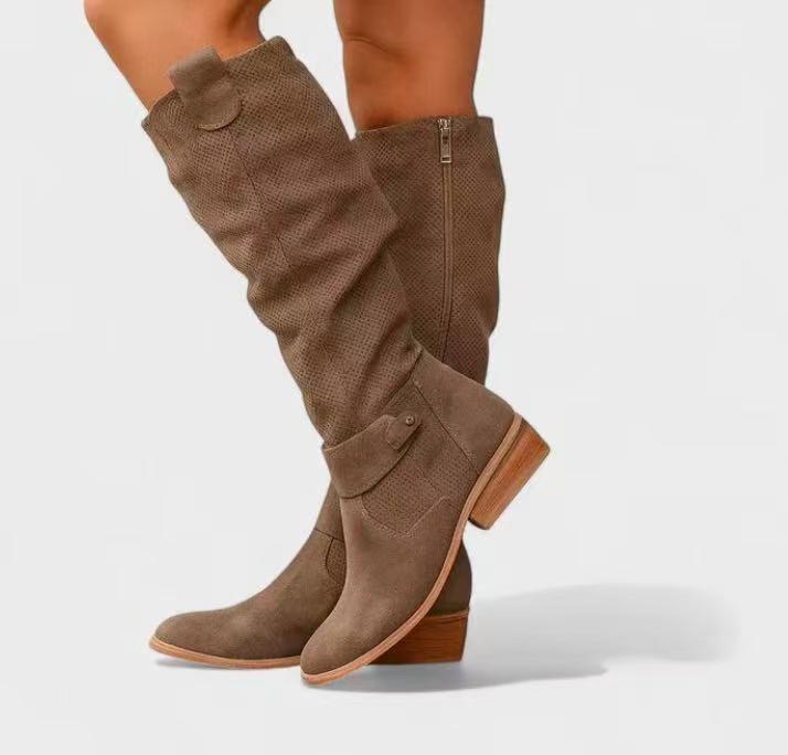 Noemi | Cizme Slouchy din piele de căprioară pentru genunchi