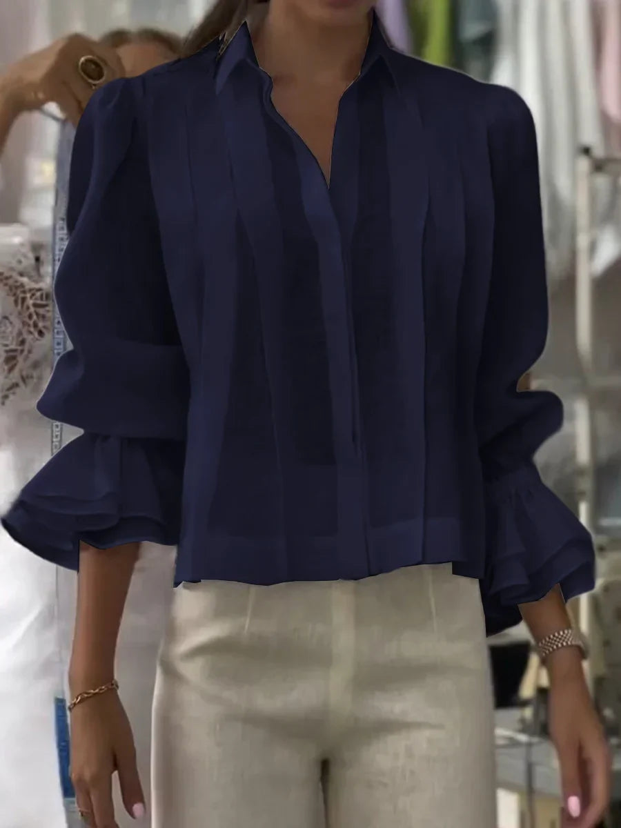 NORA | Bluză din bumbac plisată elegantă