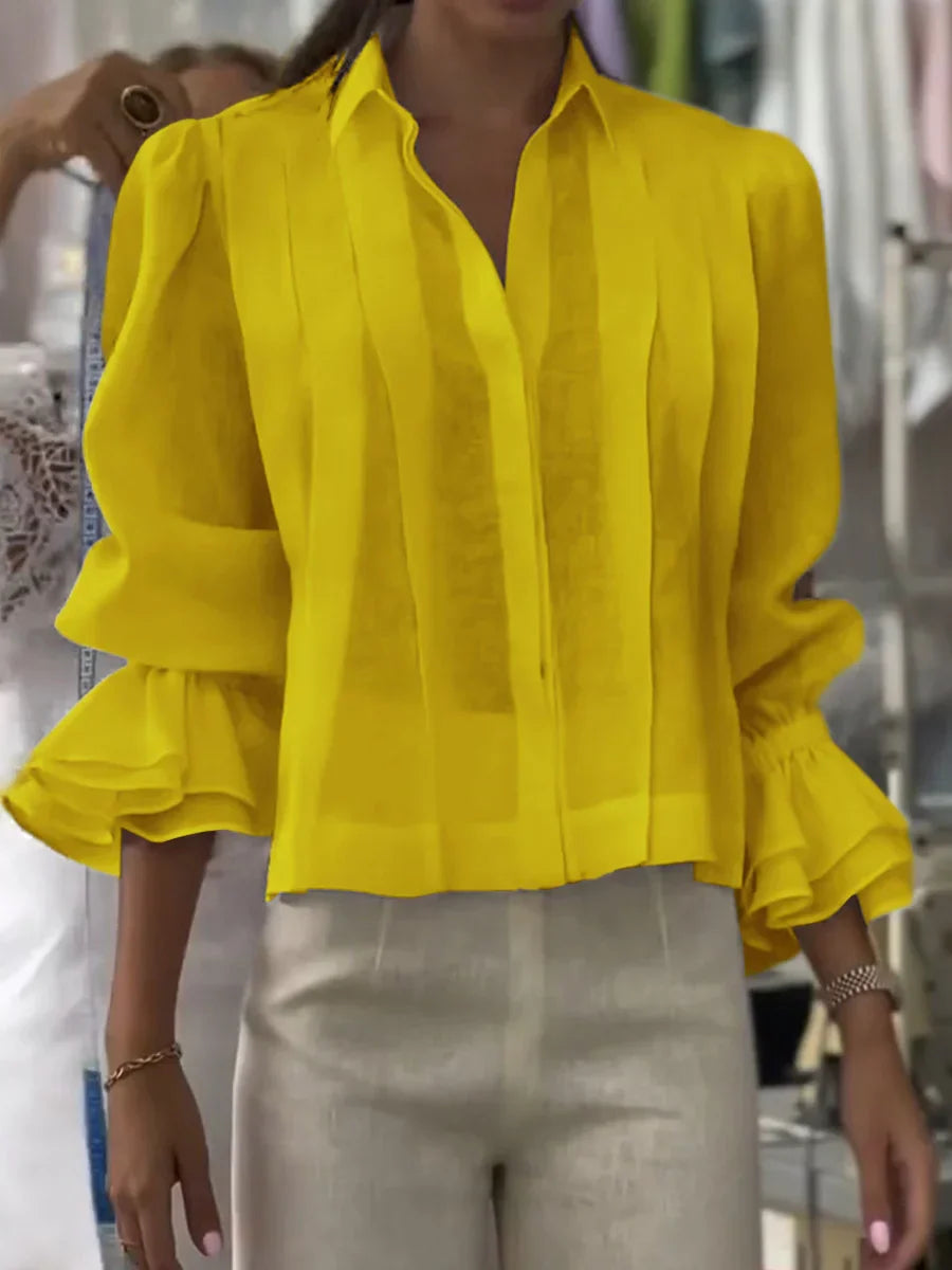 NORA | Bluză din bumbac plisată elegantă