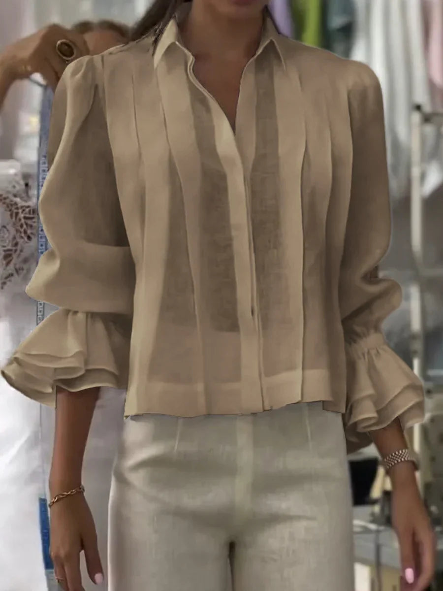 NORA | Bluză din bumbac plisată elegantă