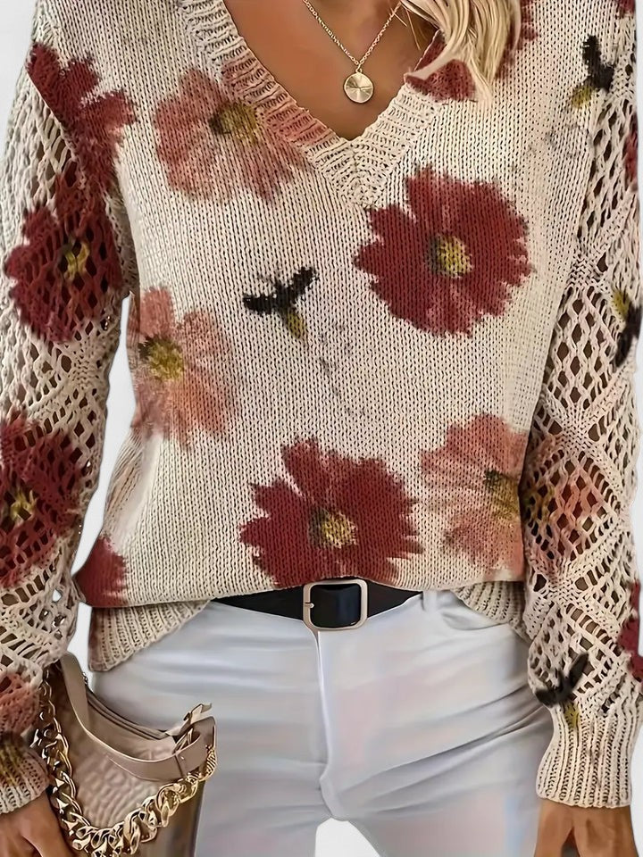 Melania | Pulover elegant cu model floral