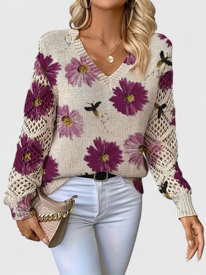 LIZA | Pulover elegant cu flori