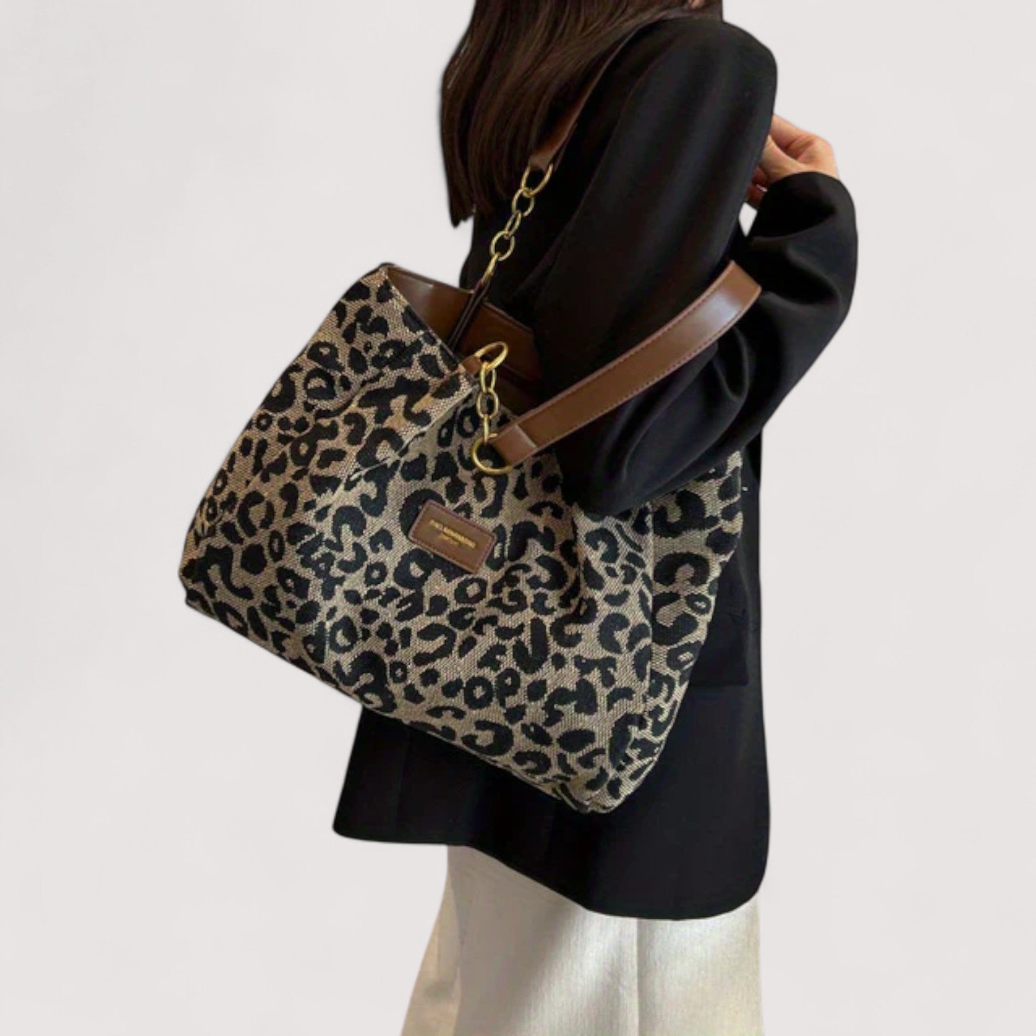EDISONA | Geantă de cumpărături cu model de leopard