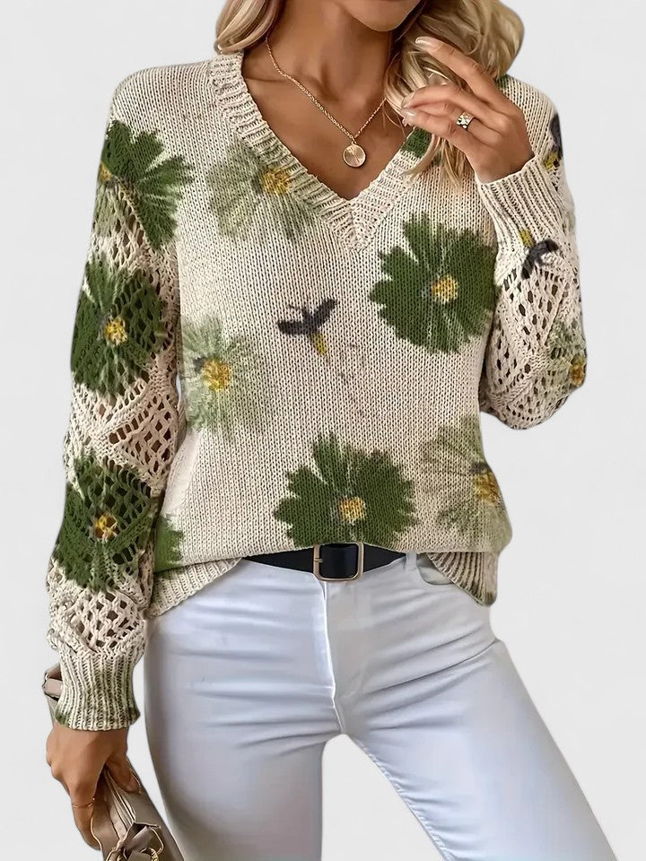 Melania | Pulover elegant cu model floral