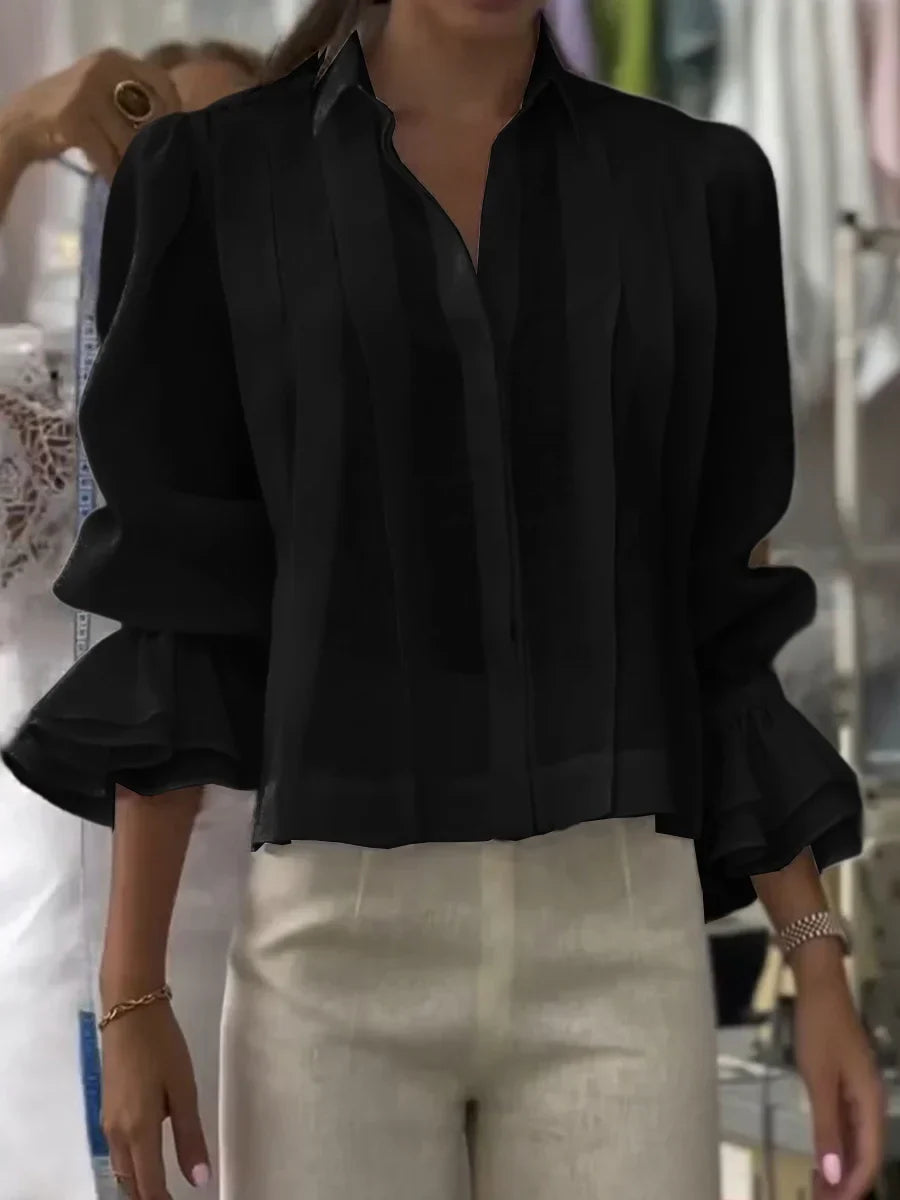 NORA | Bluză din bumbac plisată elegantă