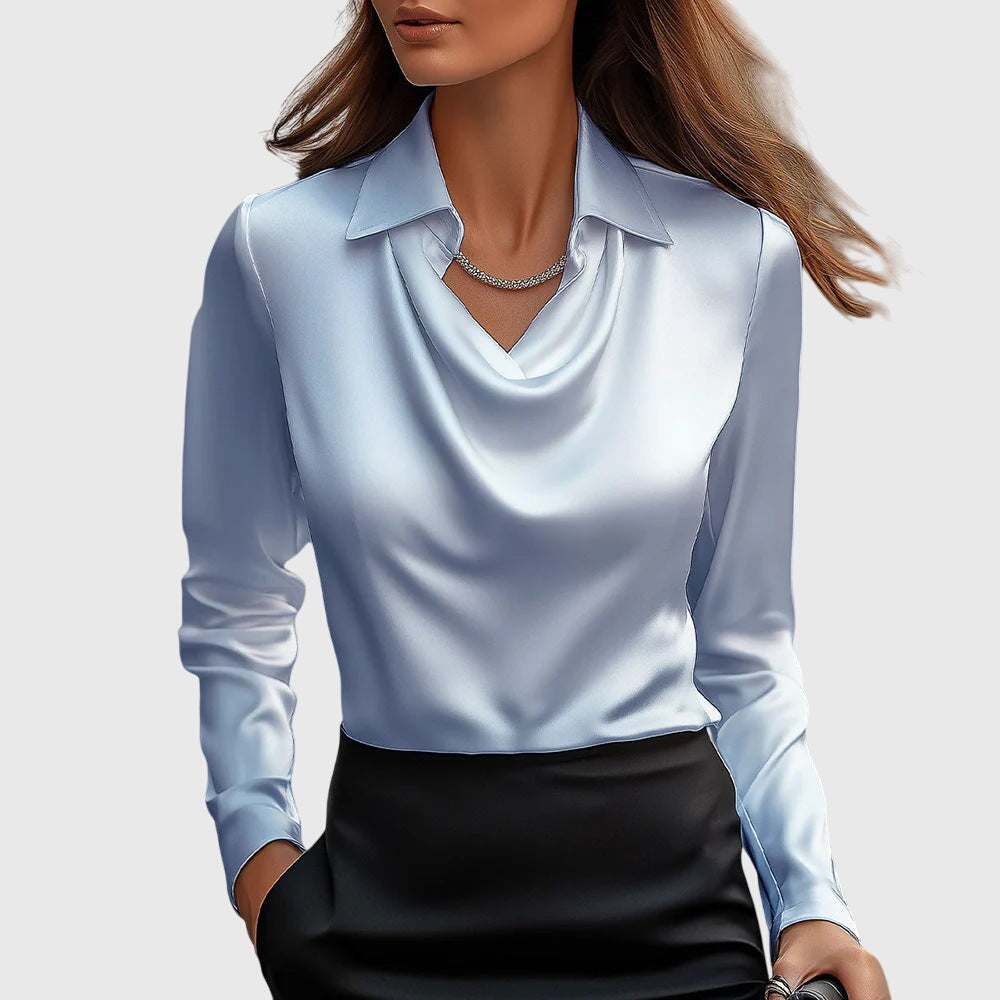 TERESA | Bluză cu luciu luxos și decolteu pliat