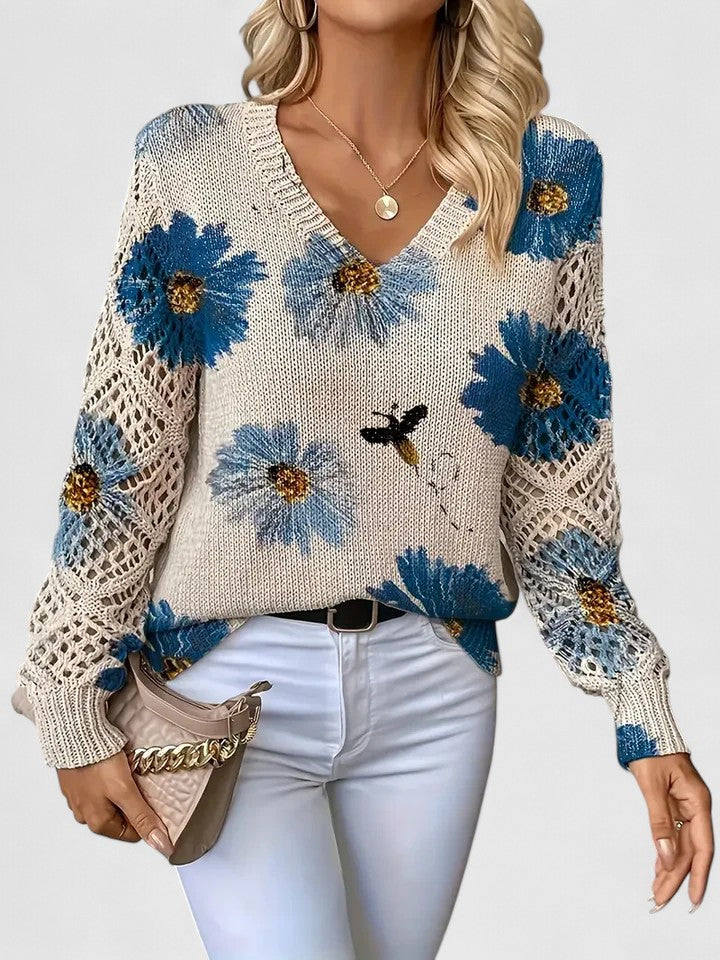 Melania | Pulover elegant cu model floral