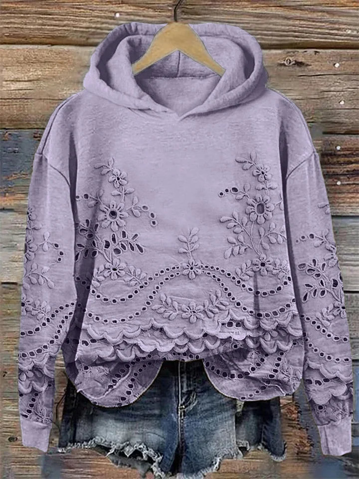 SACHZNA | Hanorac cu glugă și broderie florală