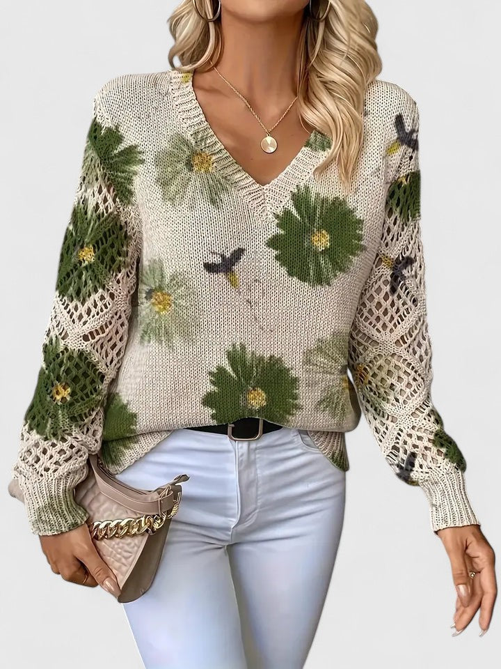 Melania | Pulover elegant cu model floral