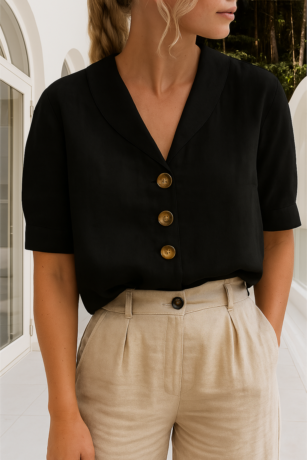 EVELINDA | Bluză Casuală Elegantă din In