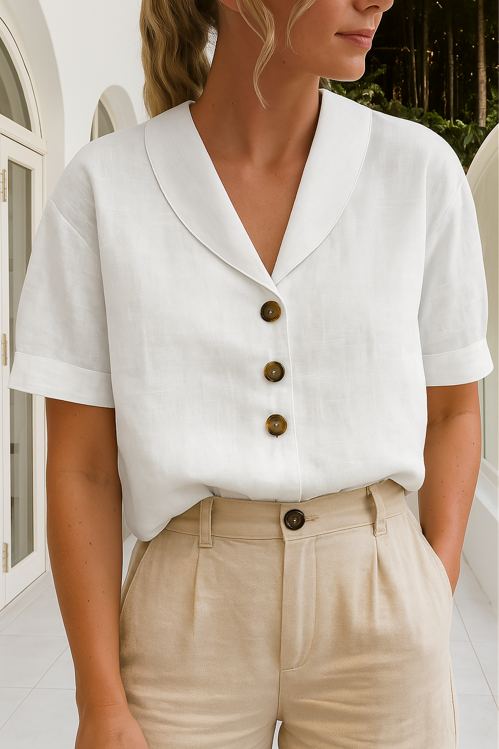 EVELINDA | Bluză Casuală Elegantă din In