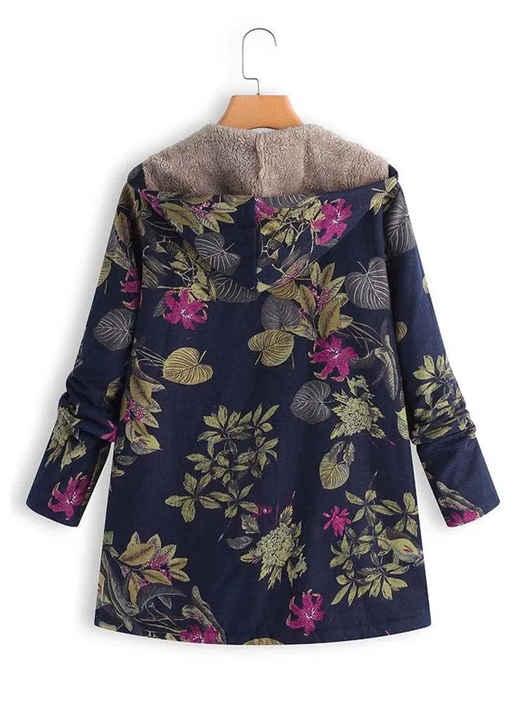 Geacă călduroasă damă cu imprimeu floral