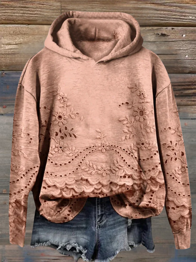 SACHZNA | Hanorac cu glugă și broderie florală