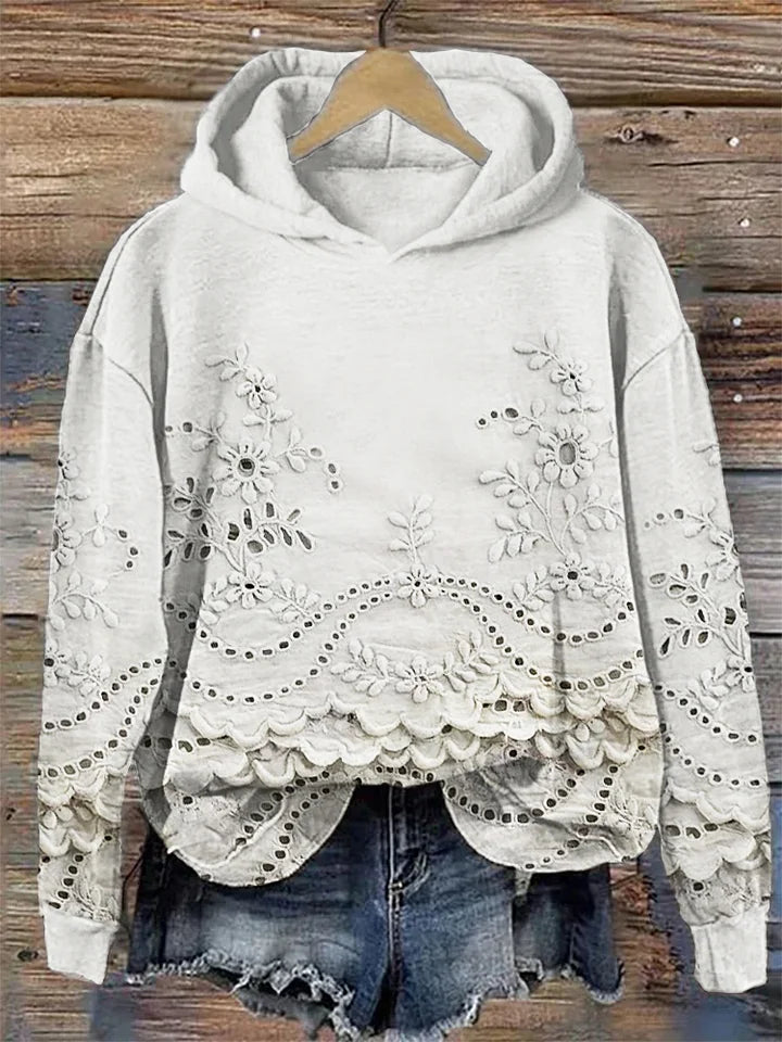 SACHZNA | Hanorac cu glugă și broderie florală