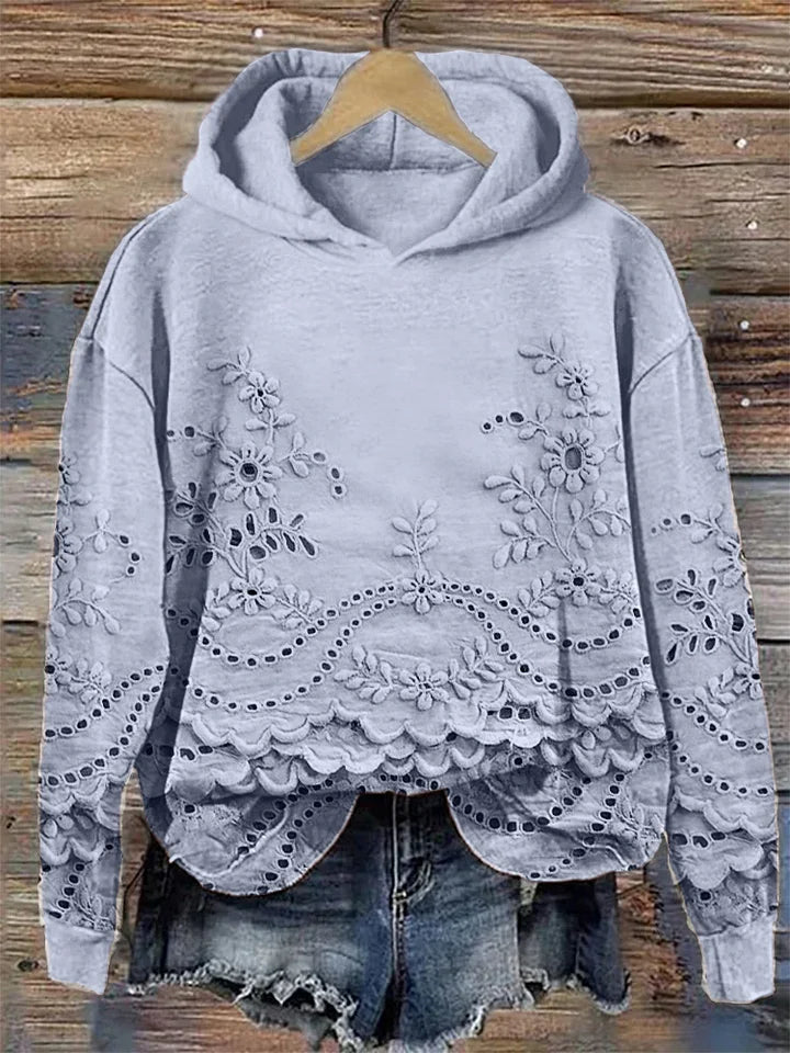 SACHZNA | Hanorac cu glugă și broderie florală