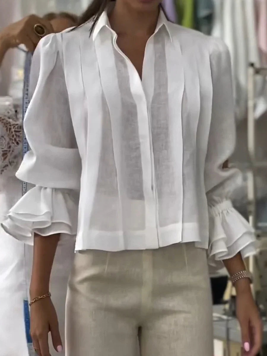 NORA | Bluză din bumbac plisată elegantă